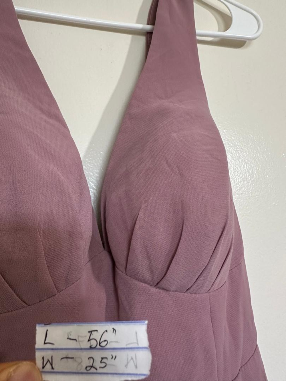Azazie Mauve Backless Tie-Back A-Line Gown • Size XS - Picture 9 of 12